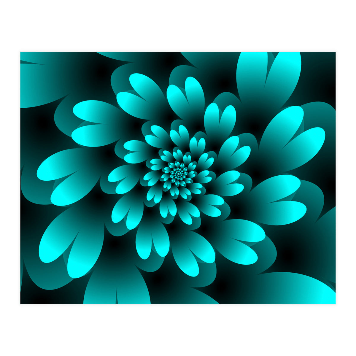 Turquoise Floral Satin Art (Print Only)