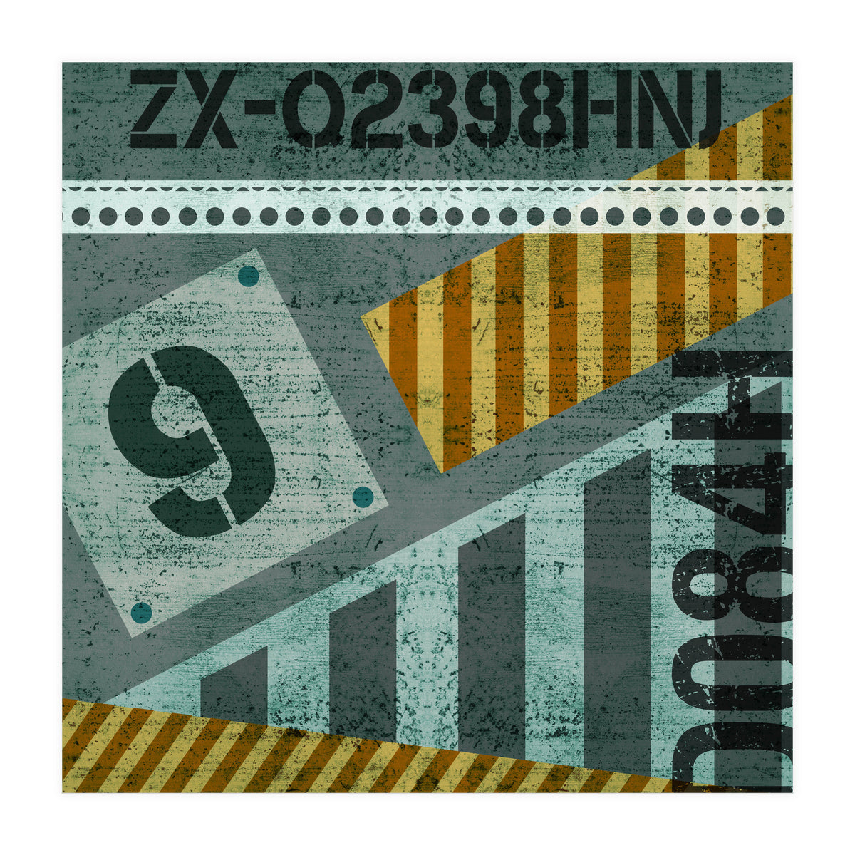 Abstract Industrial Slate And Stripes (Print Only)