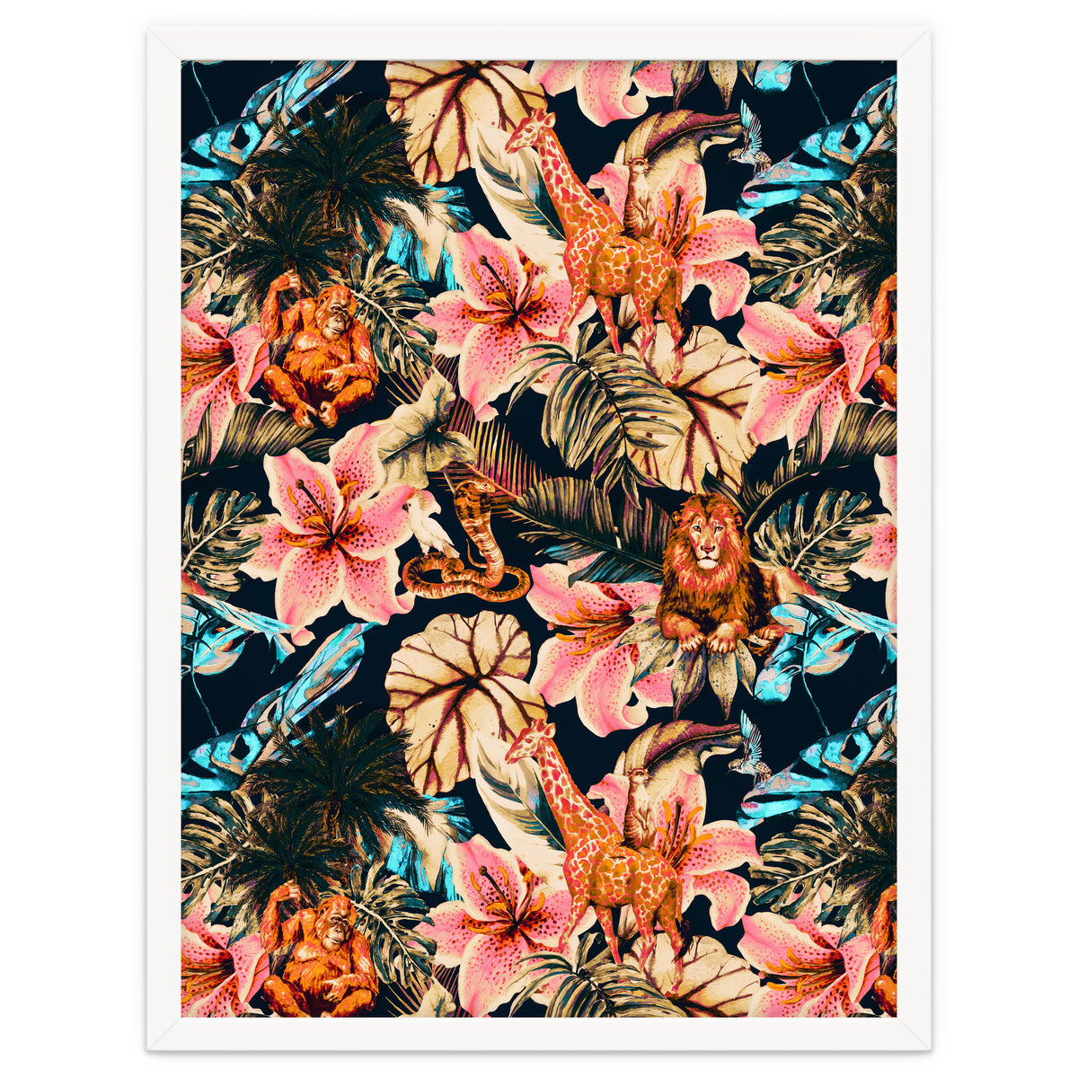 Wild animals in the dark of the jungle 02