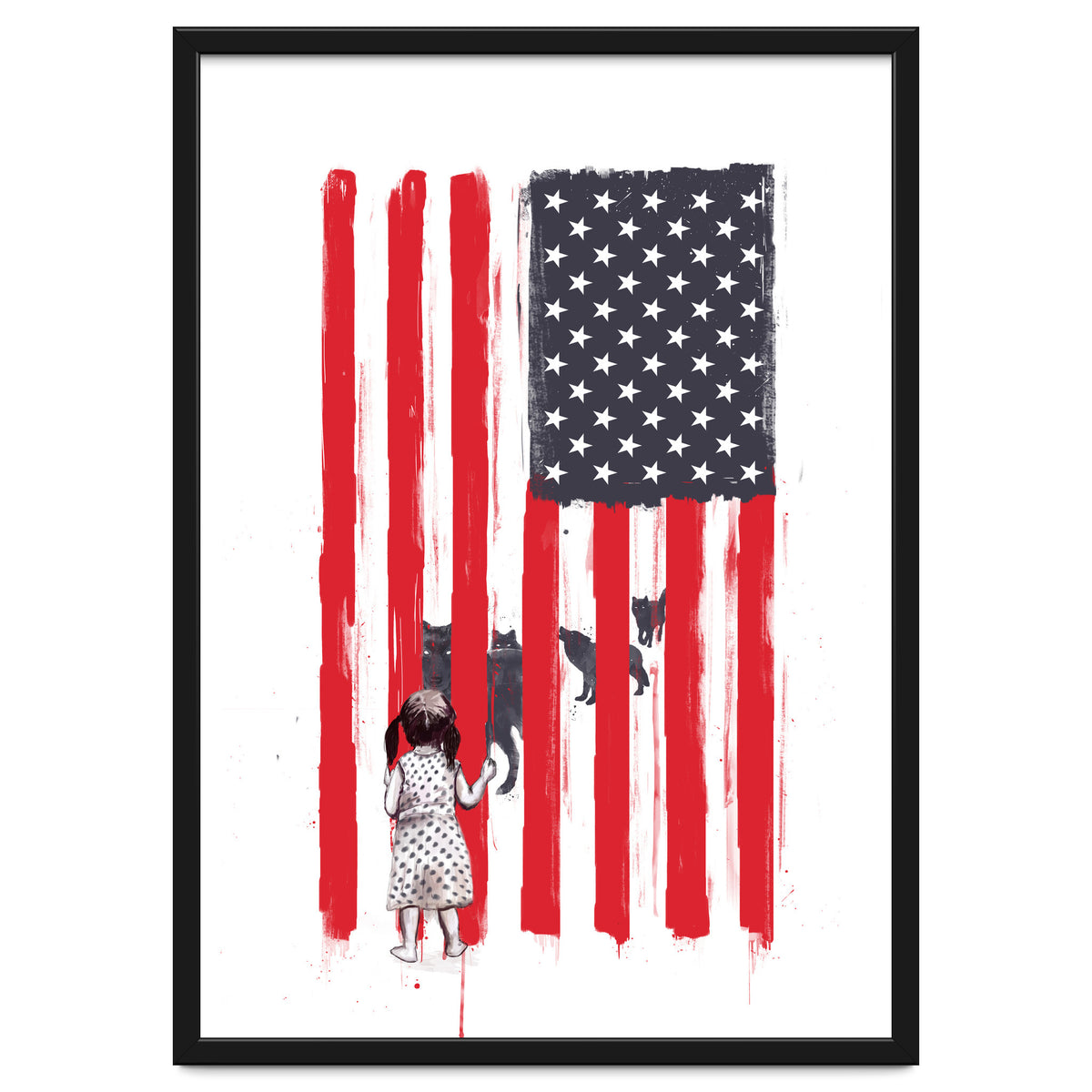 Little Girl And Wolves