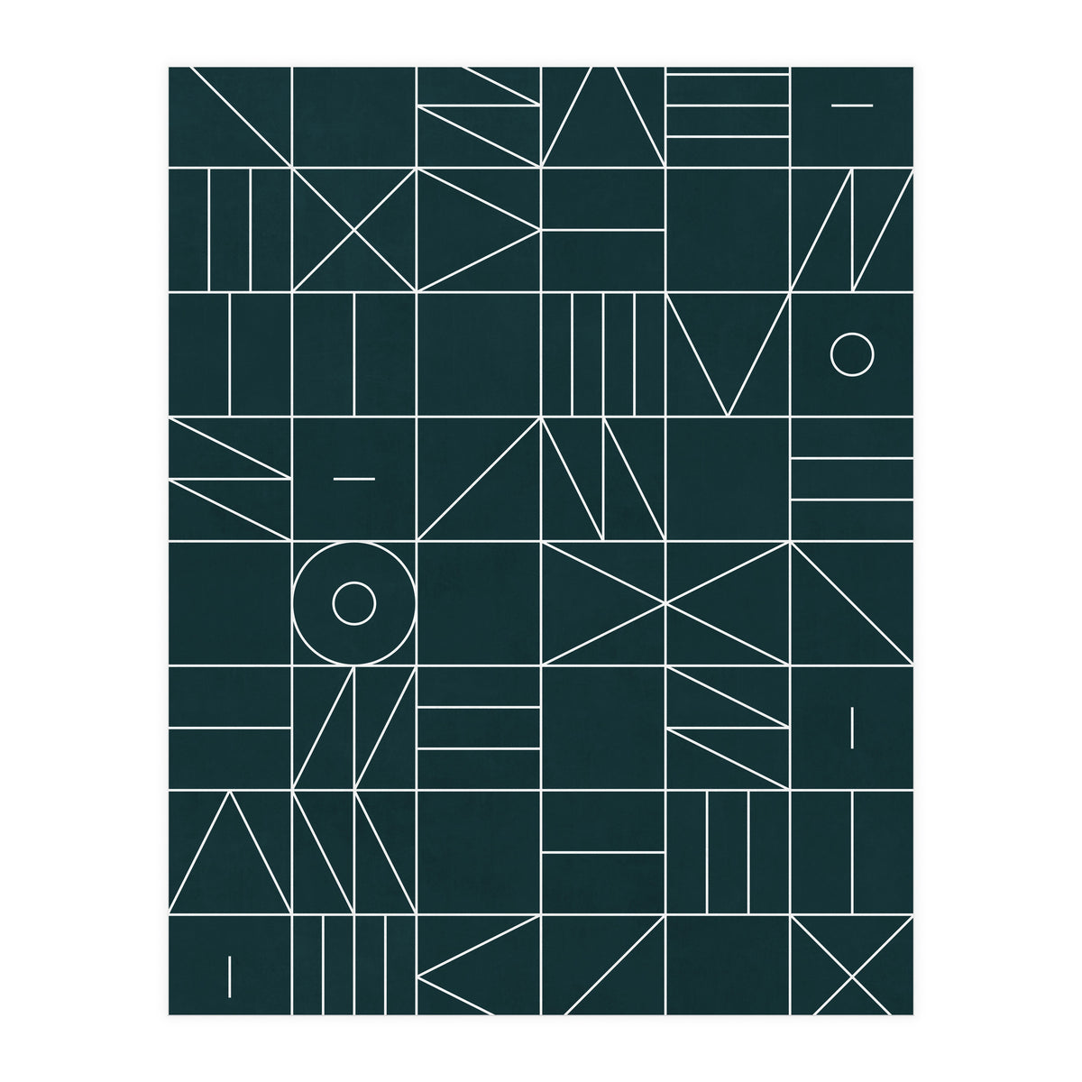 My Favorite Geometric Patterns No.8 - Green Tinted Navy Blue (Print Only)