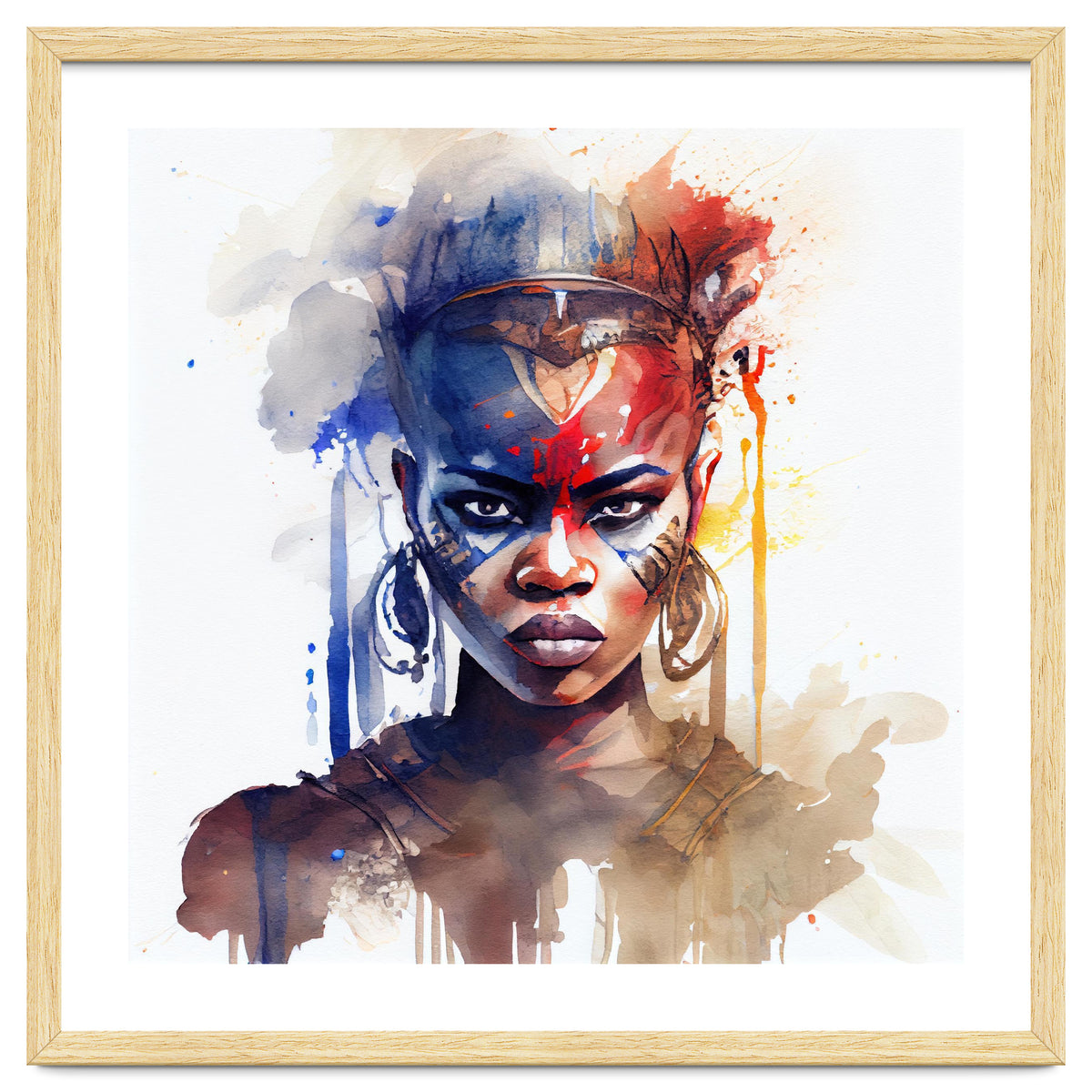 Watercolor African Warrior Woman #1