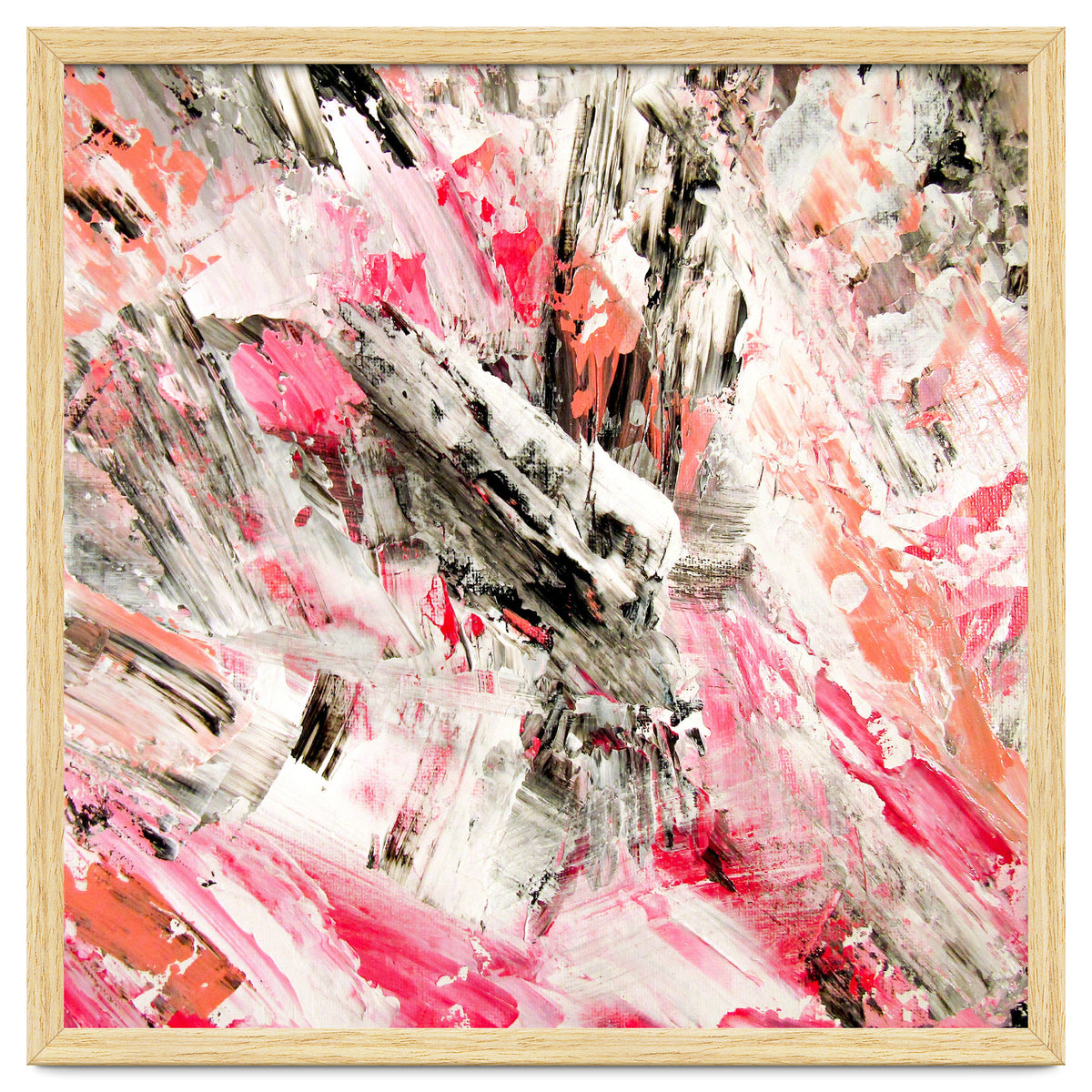 Candy Modern Pink Salmon Black Grey Acrylic Brushstrokes