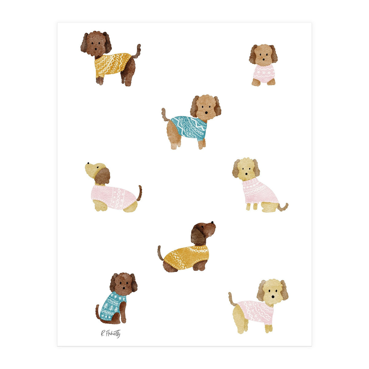 Cockapoo Dogs in Jumpers (Print Only)