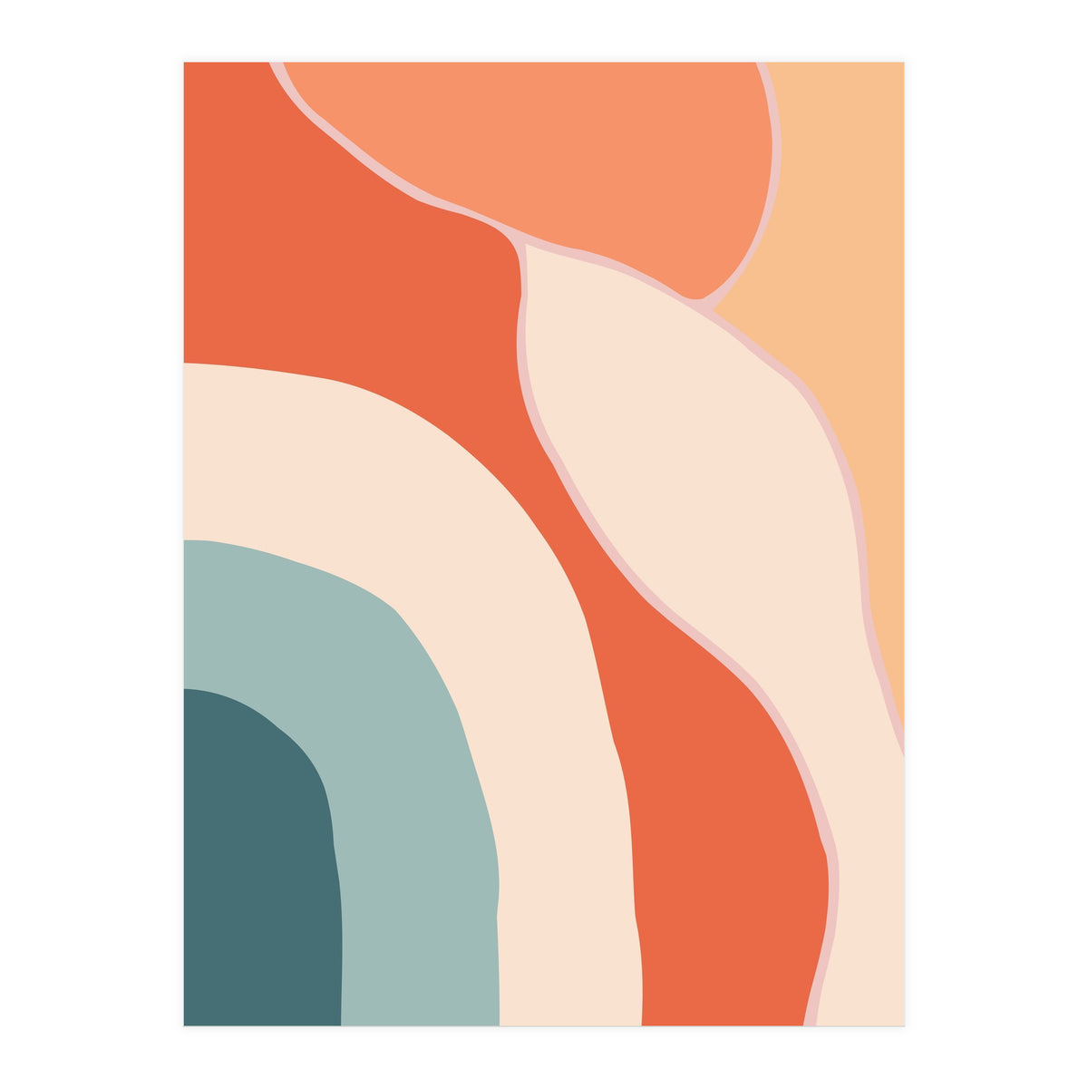 Rainbow Retro Wavy Lines (Print Only)