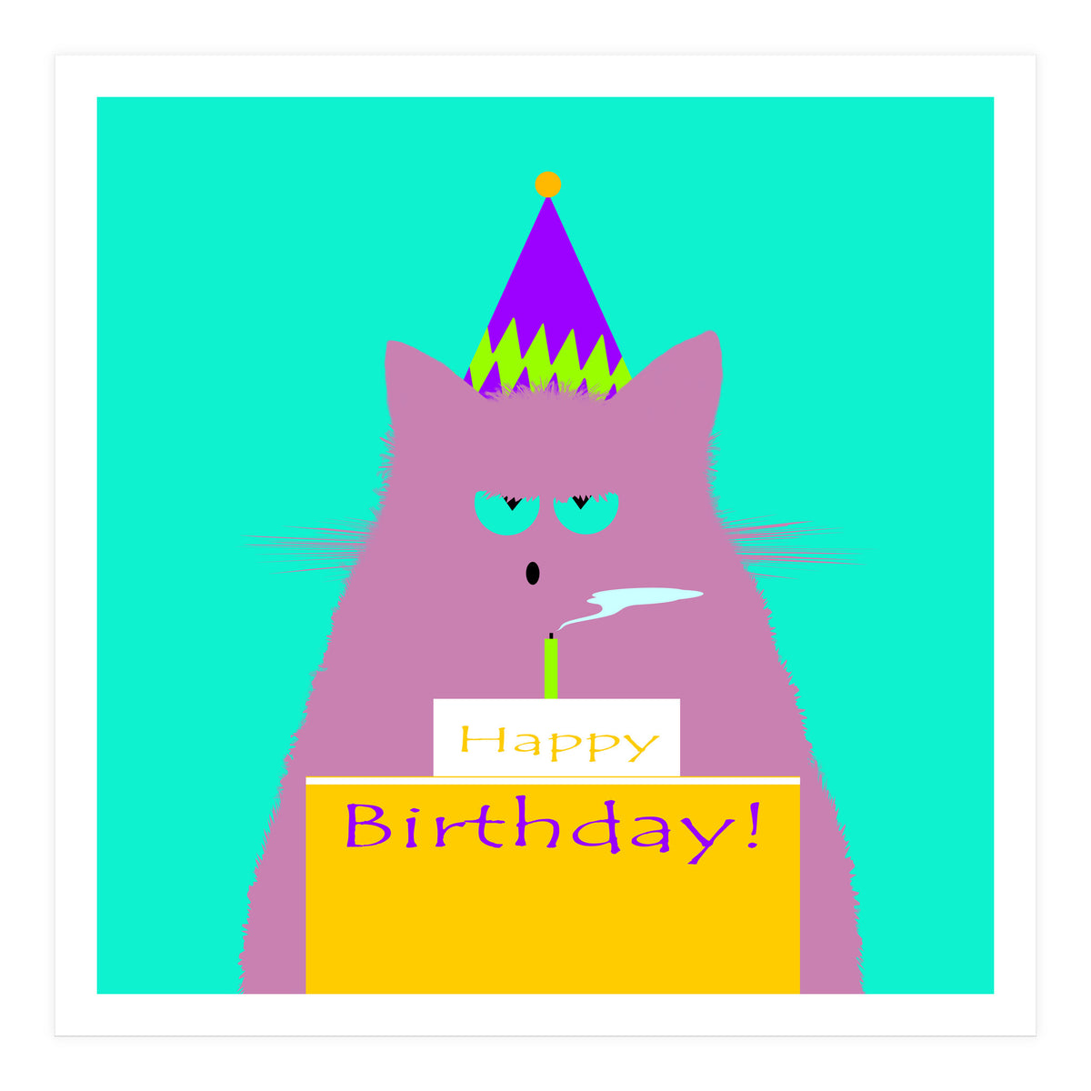 Birthday Lilac Cat  (Print Only)