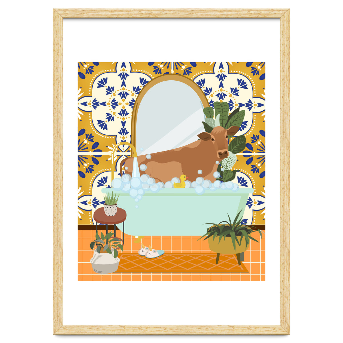 Cow Bathing in Moroccan Style Bathroom