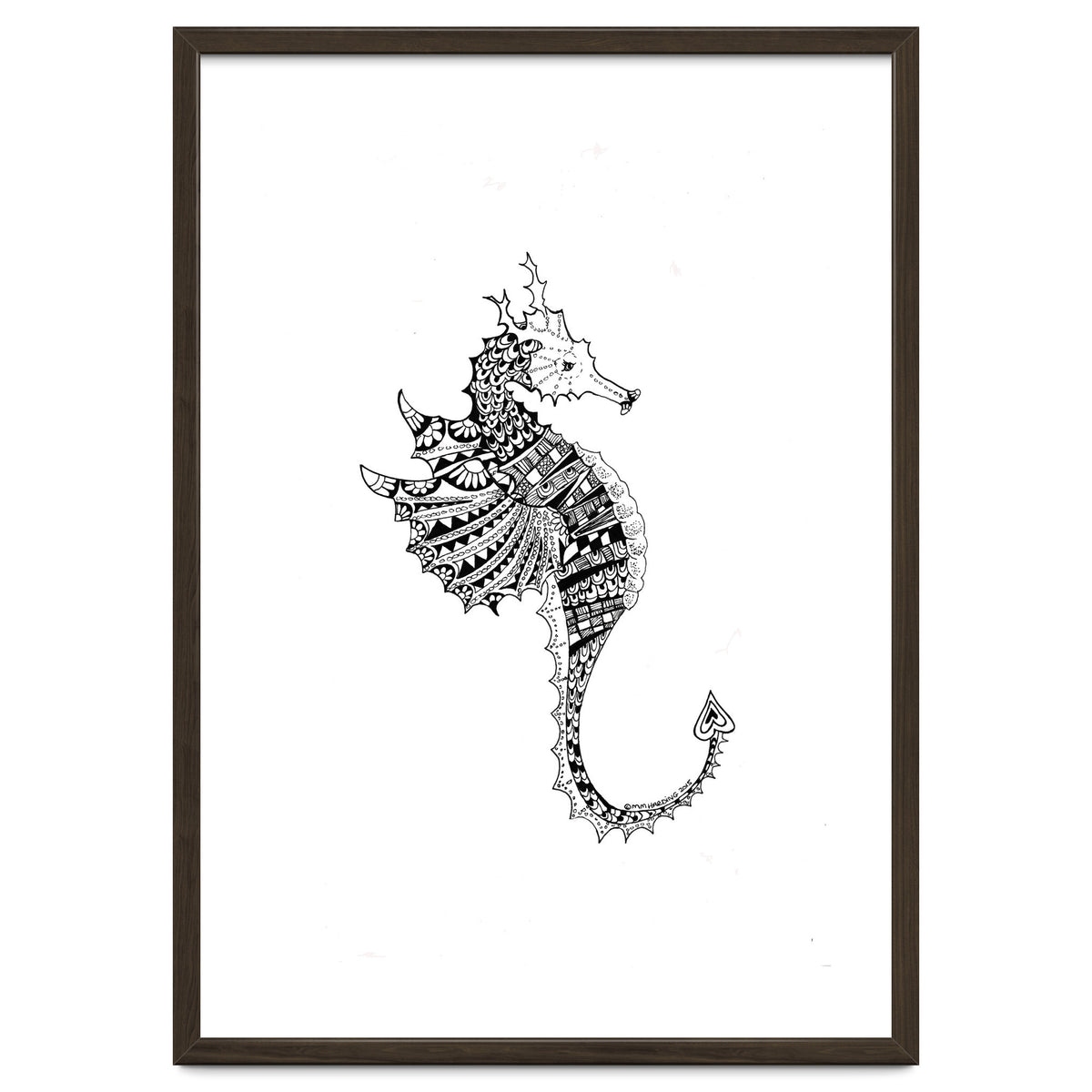 Seahorse Dragon Zen Doodle