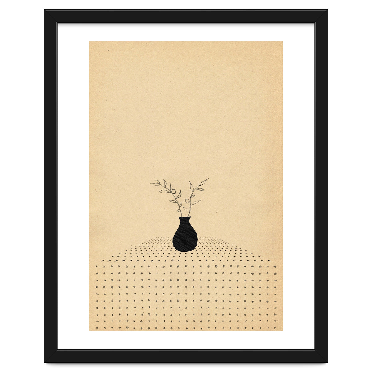 Abstract still life, vase and plants