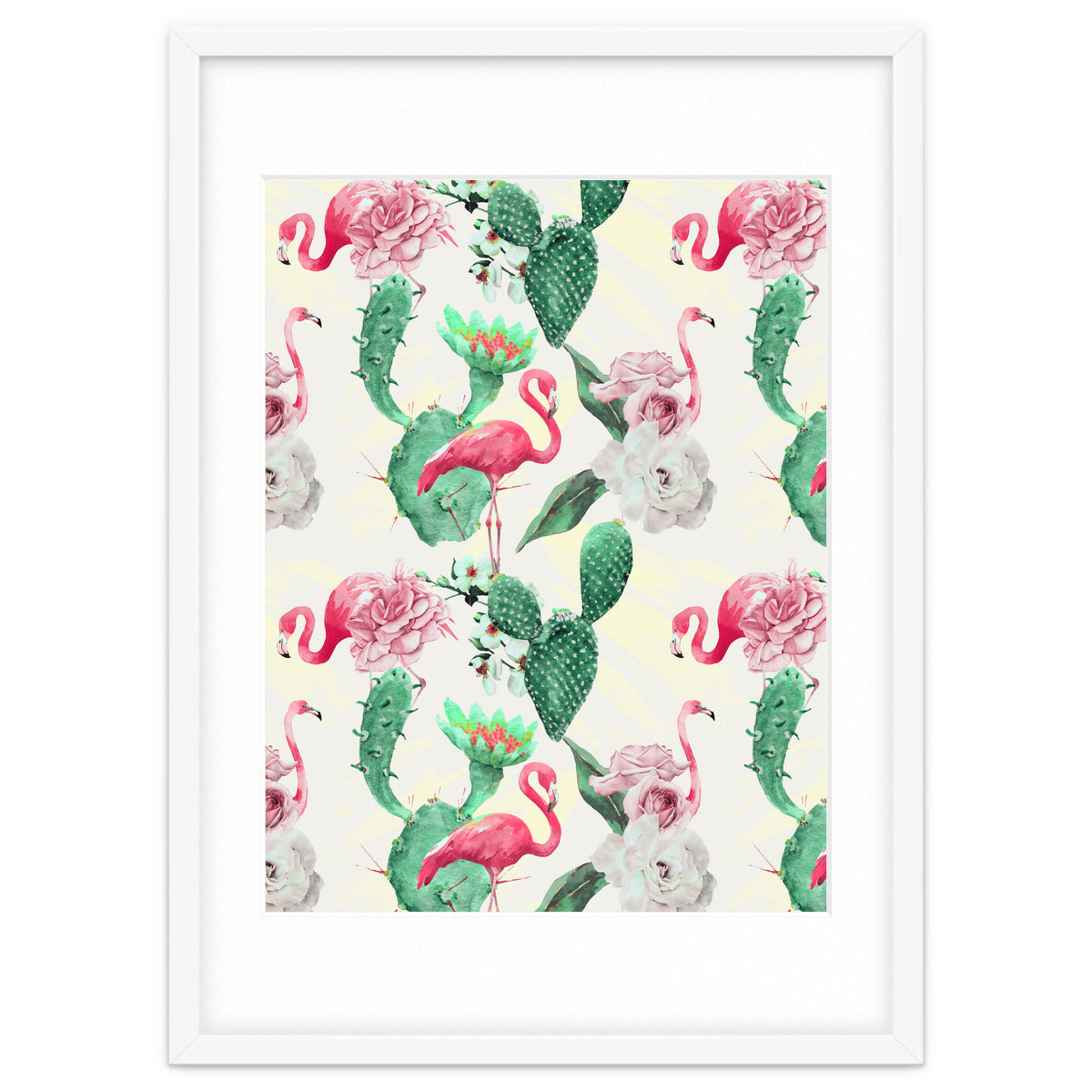 Flamingos, geometric and flowers