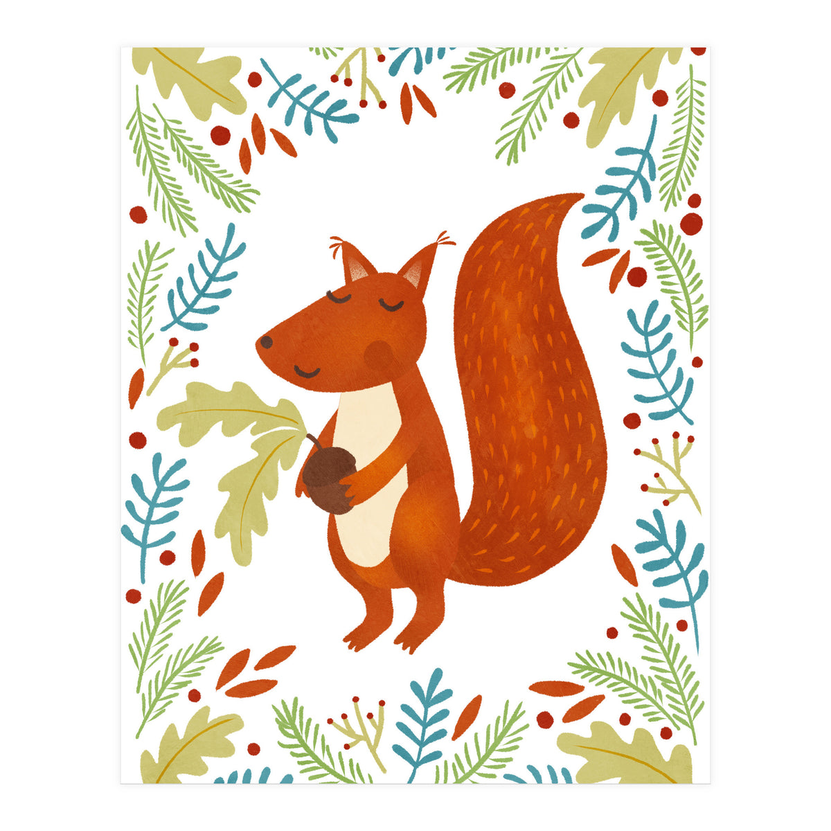 Squirrel With Acorn (Print Only)