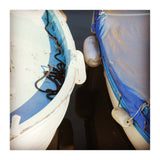 Blue and white wooden fishing boats (Print Only) thumbnail