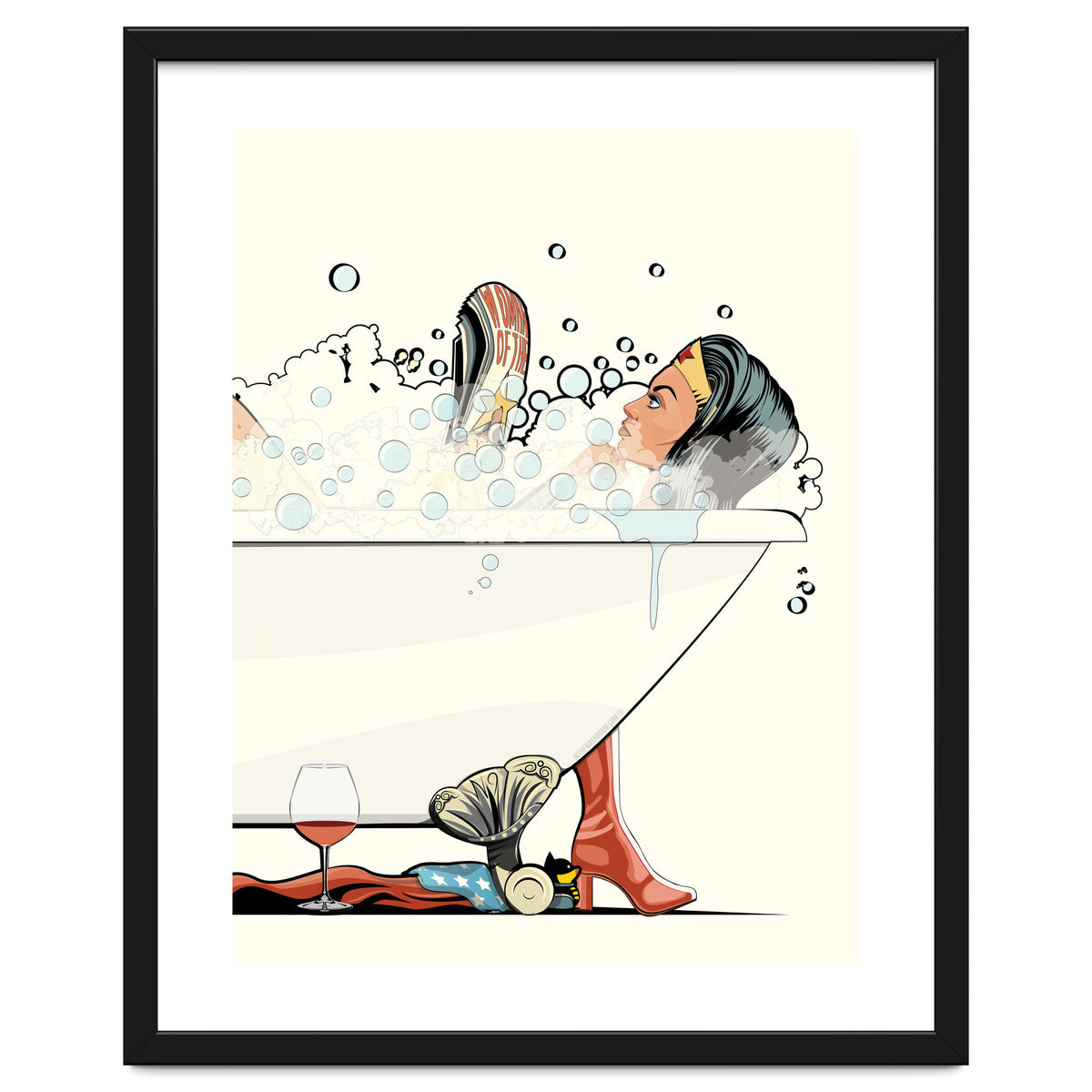 Wonder Woman in the Bath, funny Bathroom Humour