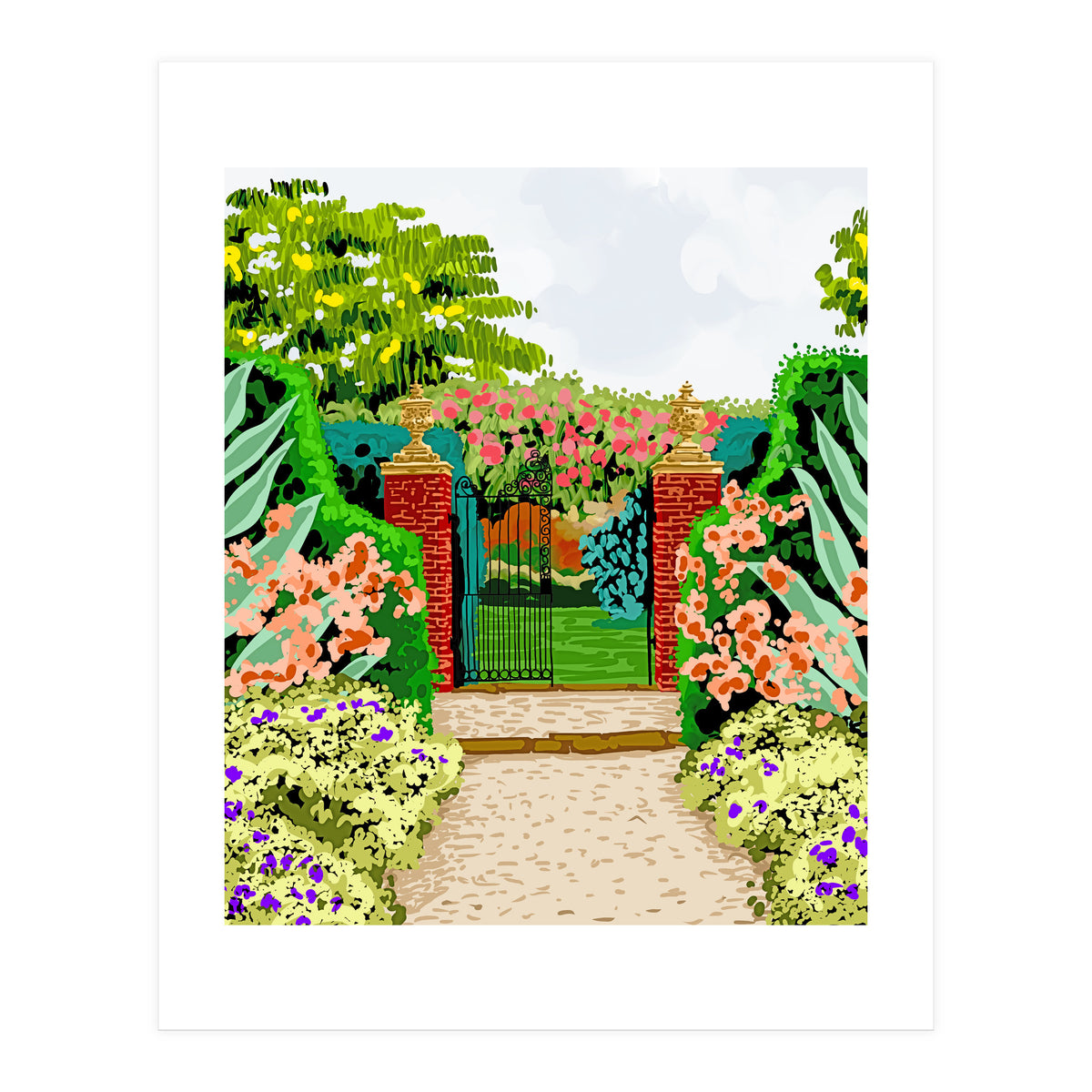 Gated Garden, Nature Landscape Painting (Print Only)