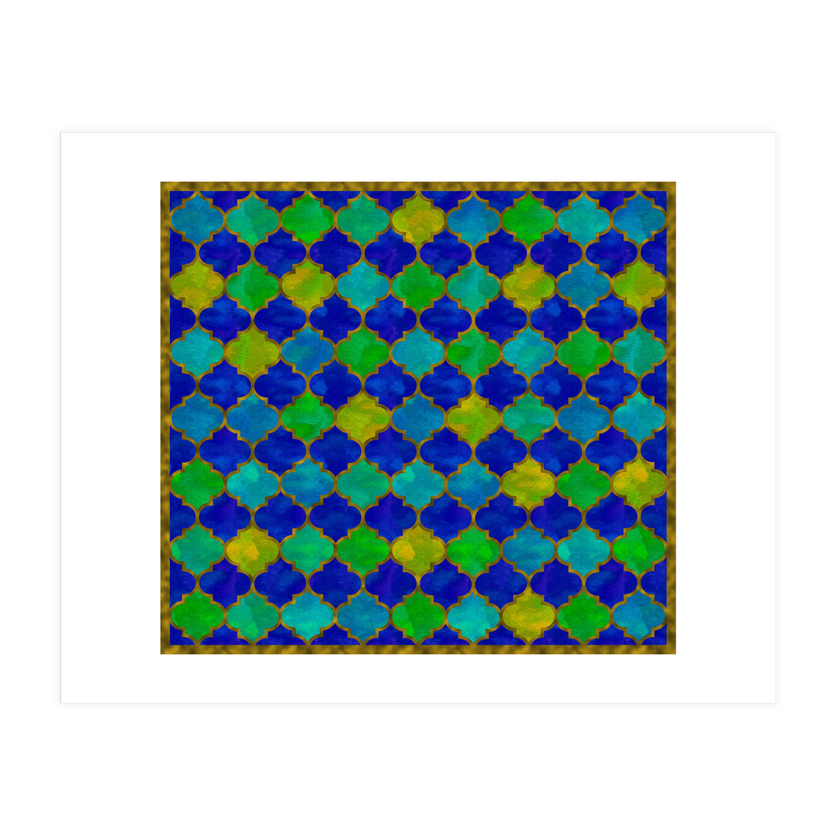 Ocean Breeze - Watercolor Moroccan Lattice (Print Only)