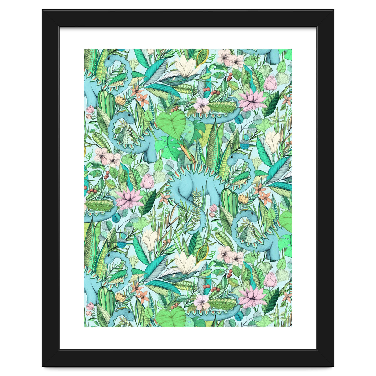 Improbable Botanical with Dinosaurs - soft pastels