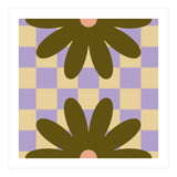 Retro Geometric Simple Flower on Checkerboard (Print Only) thumbnail