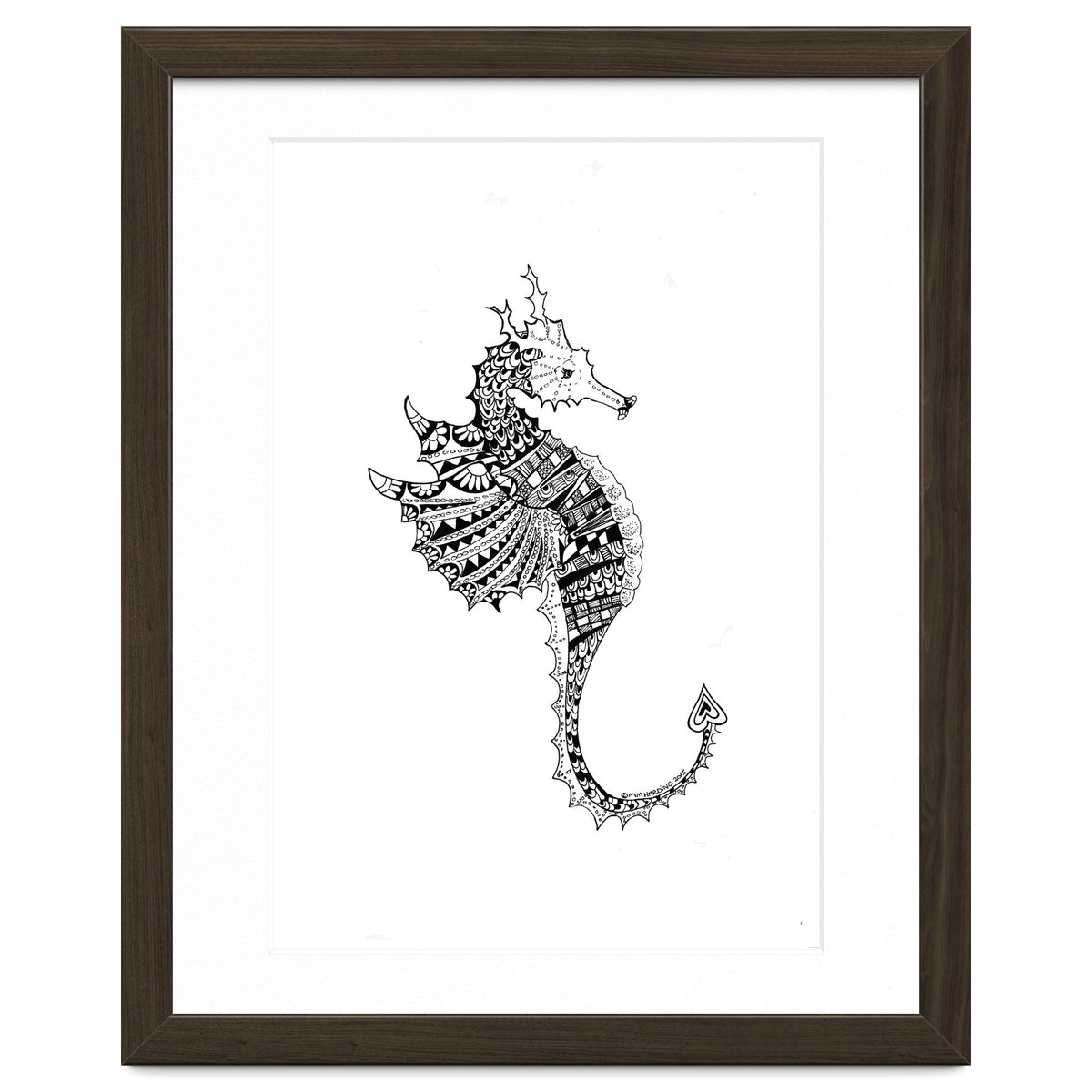 Seahorse Dragon Zen Doodle