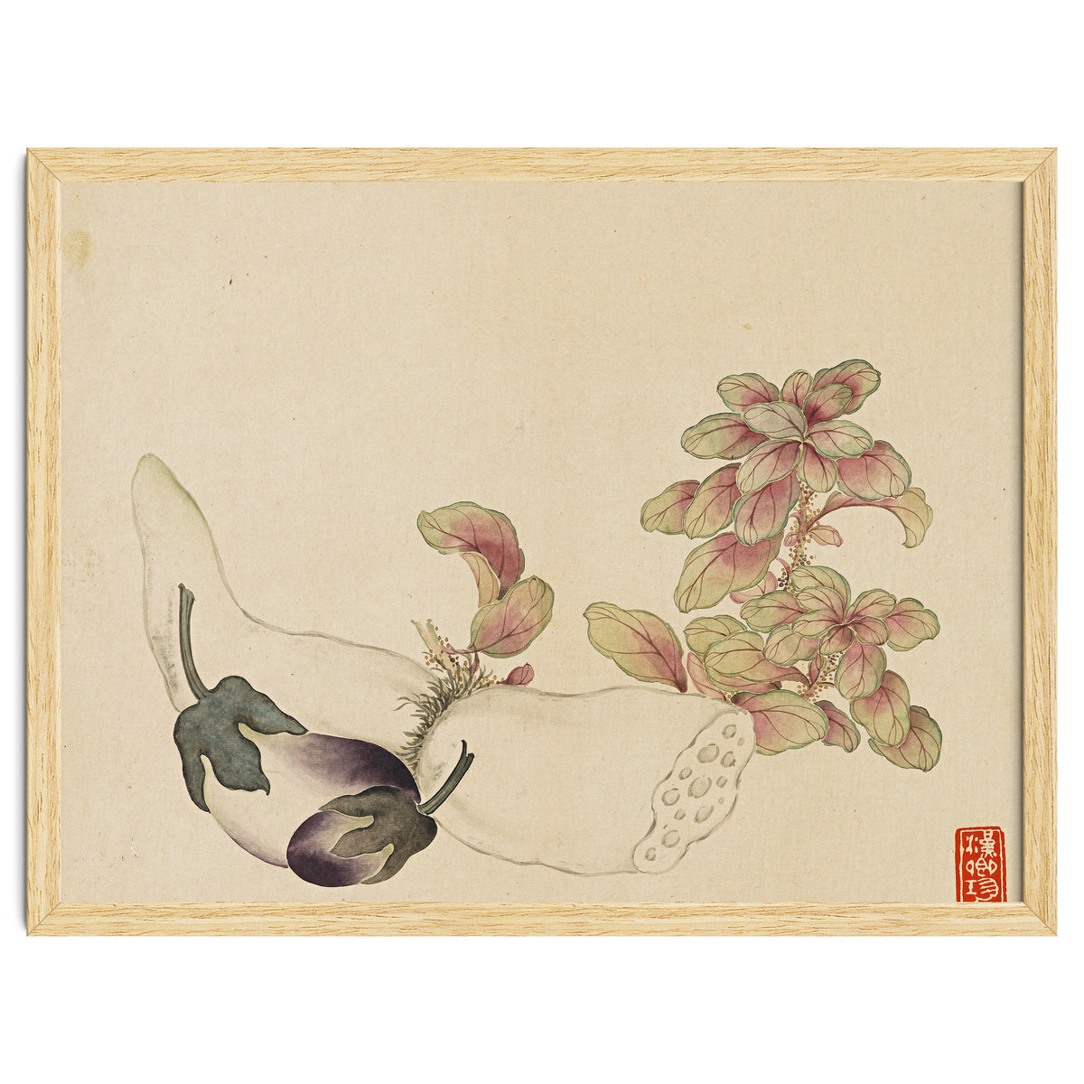 Wang Chengyu ~flowers, Vegetables, Fruits, Eggplant, Lotus Root