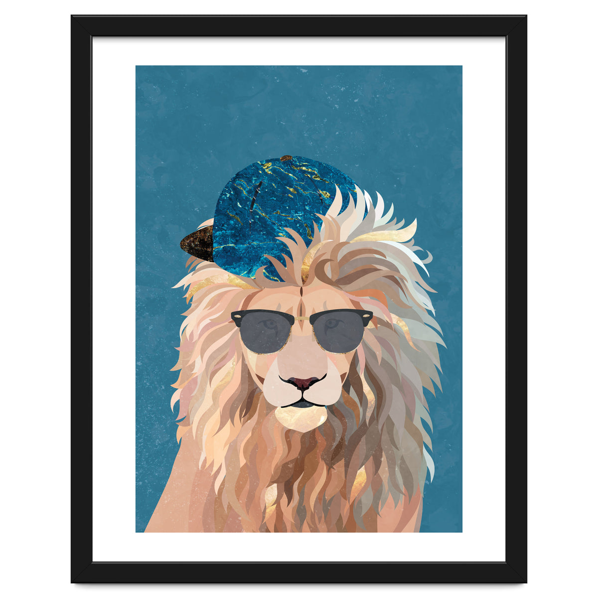Skater Lion Portrait Blue