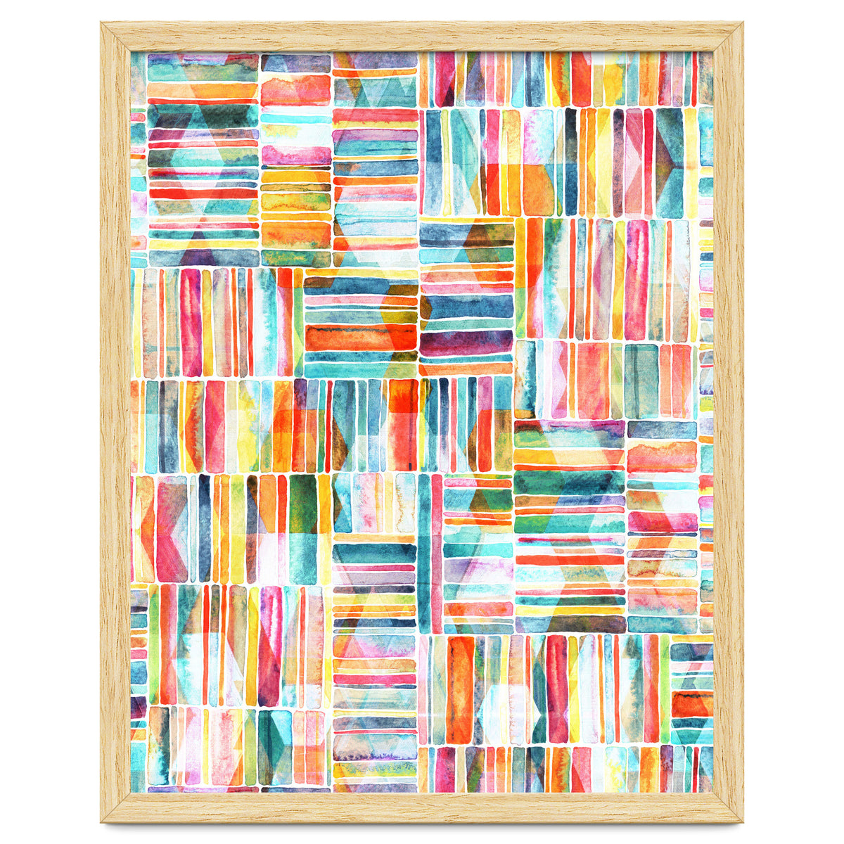 Summer Pastel Geometric and Striped Abstract on white
