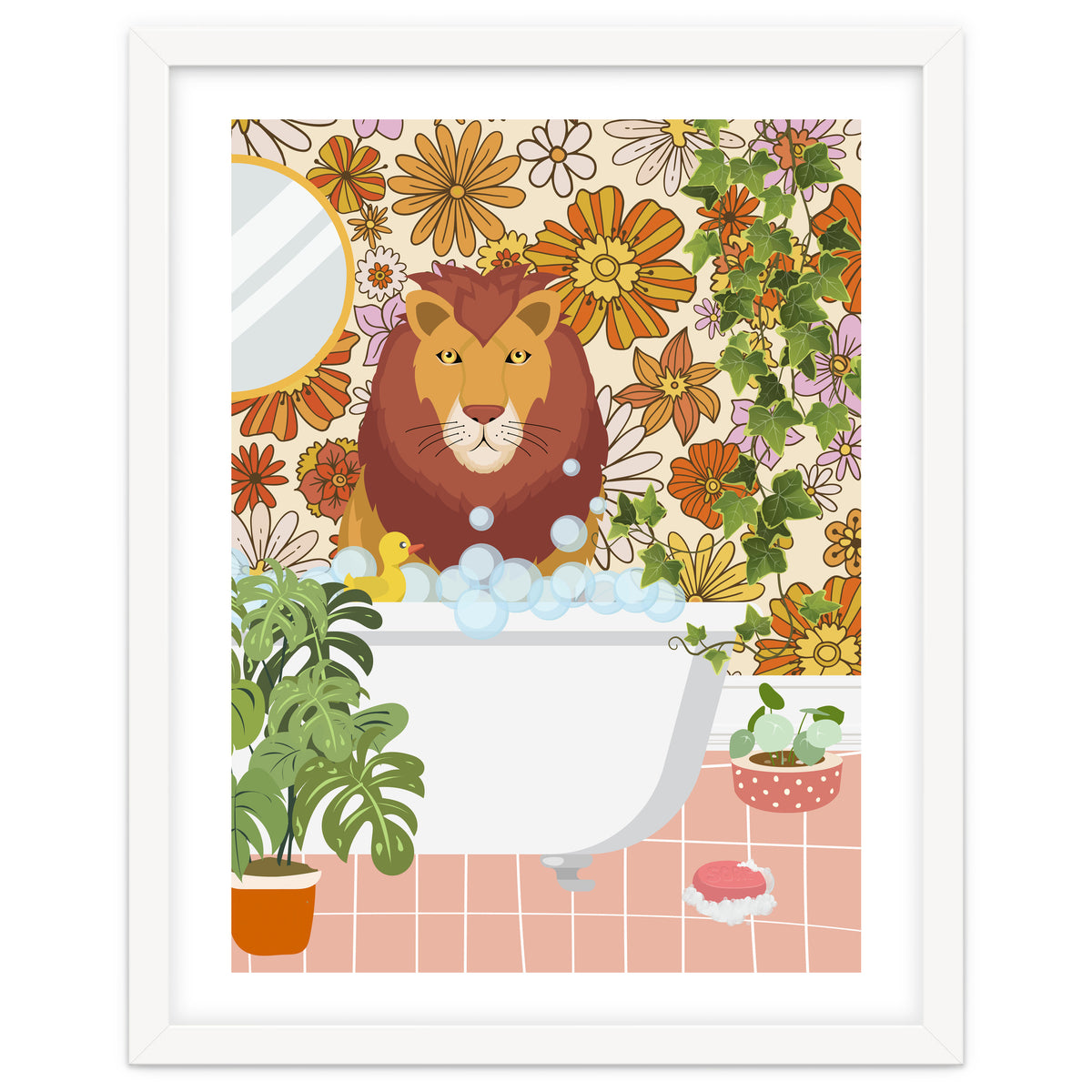 Lion Bathing on Groovy Bathroom
