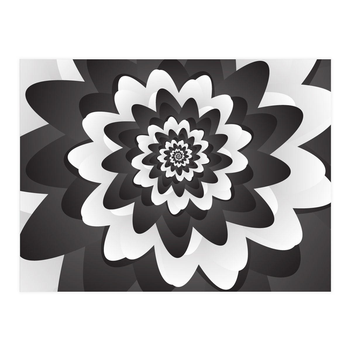 Mono Chrome Flower Spiral Pattern (Print Only)
