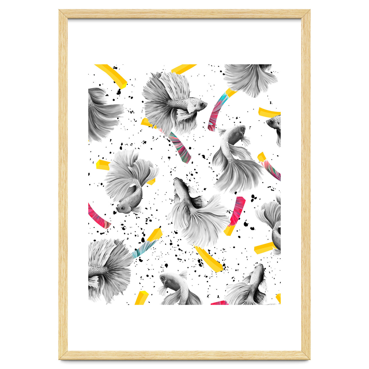 Fish & Chips, Eclectic Quirky Vintage British, French Fries Food Boho Illustration Graphic