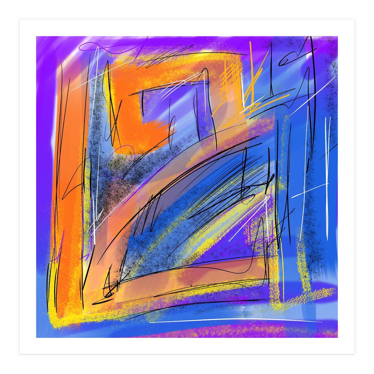 Orange Walking In Blue (Print Only)