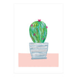Painted Cactus In Blue Stripe Plant Pot (Print Only) thumbnail