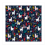 Cute Alpaca Pattern with Cacti, Stars and Crystals (Print Only) thumbnail