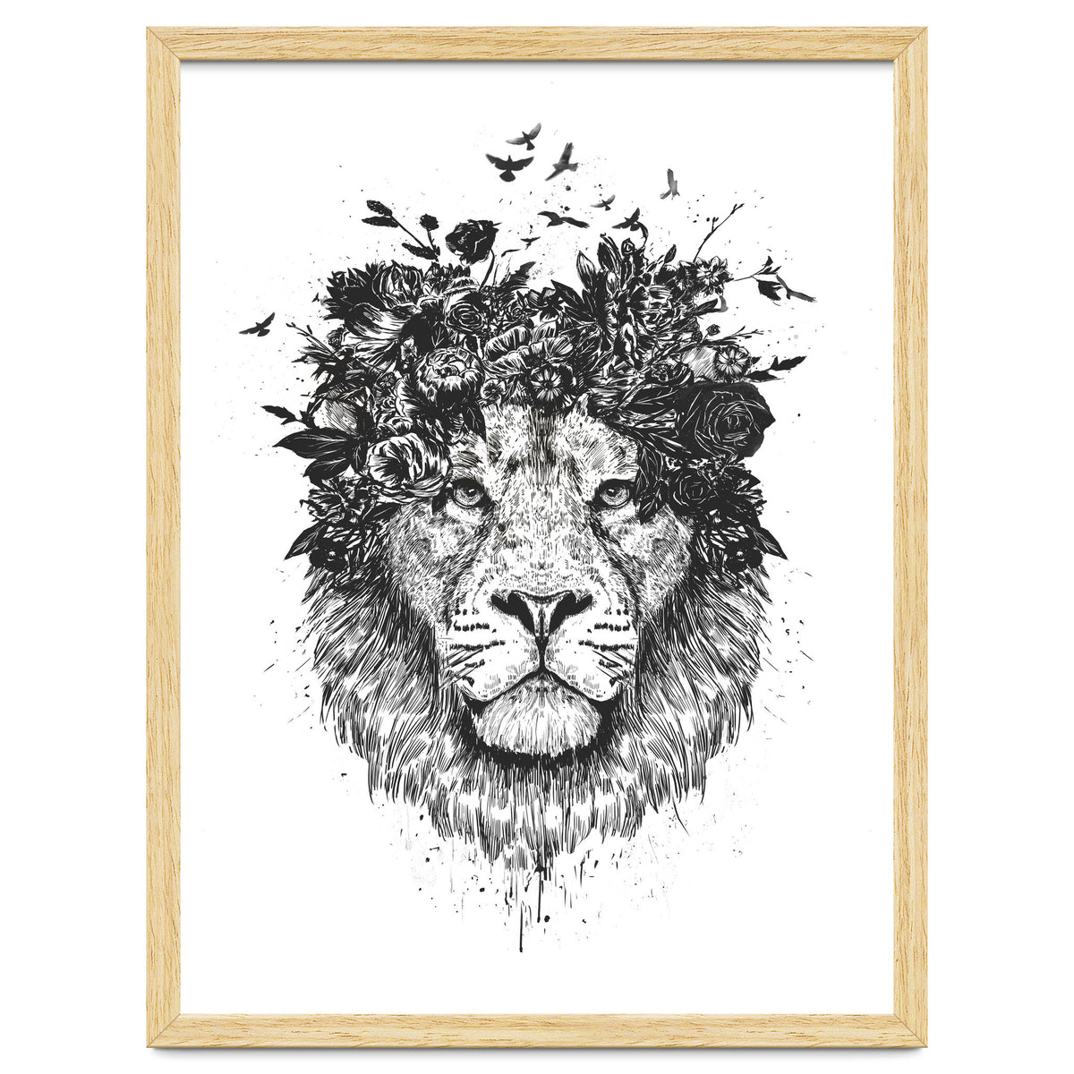 Floral Lion Bw