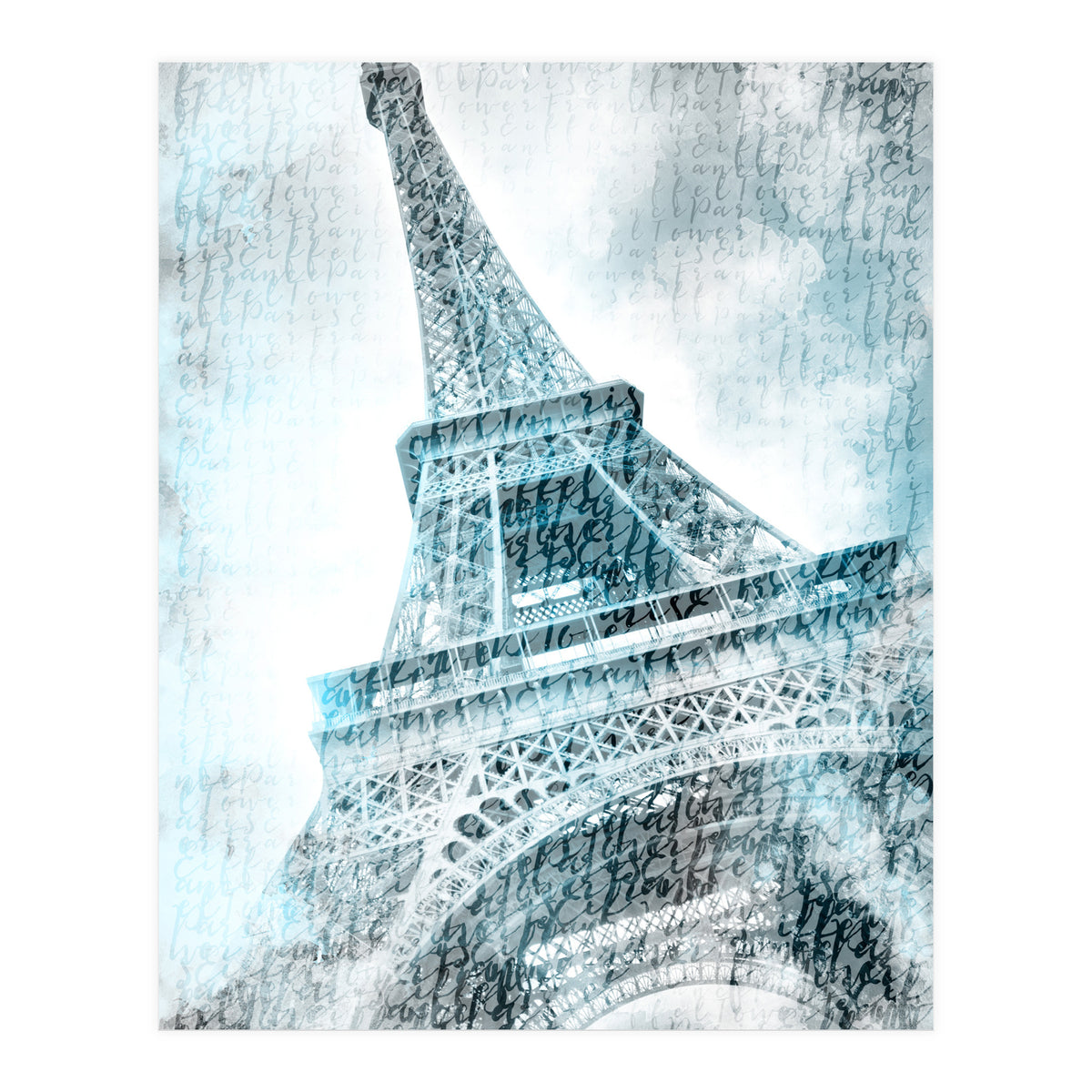 PARIS Watercolor Eiffel Tower | turquoise (Print Only)