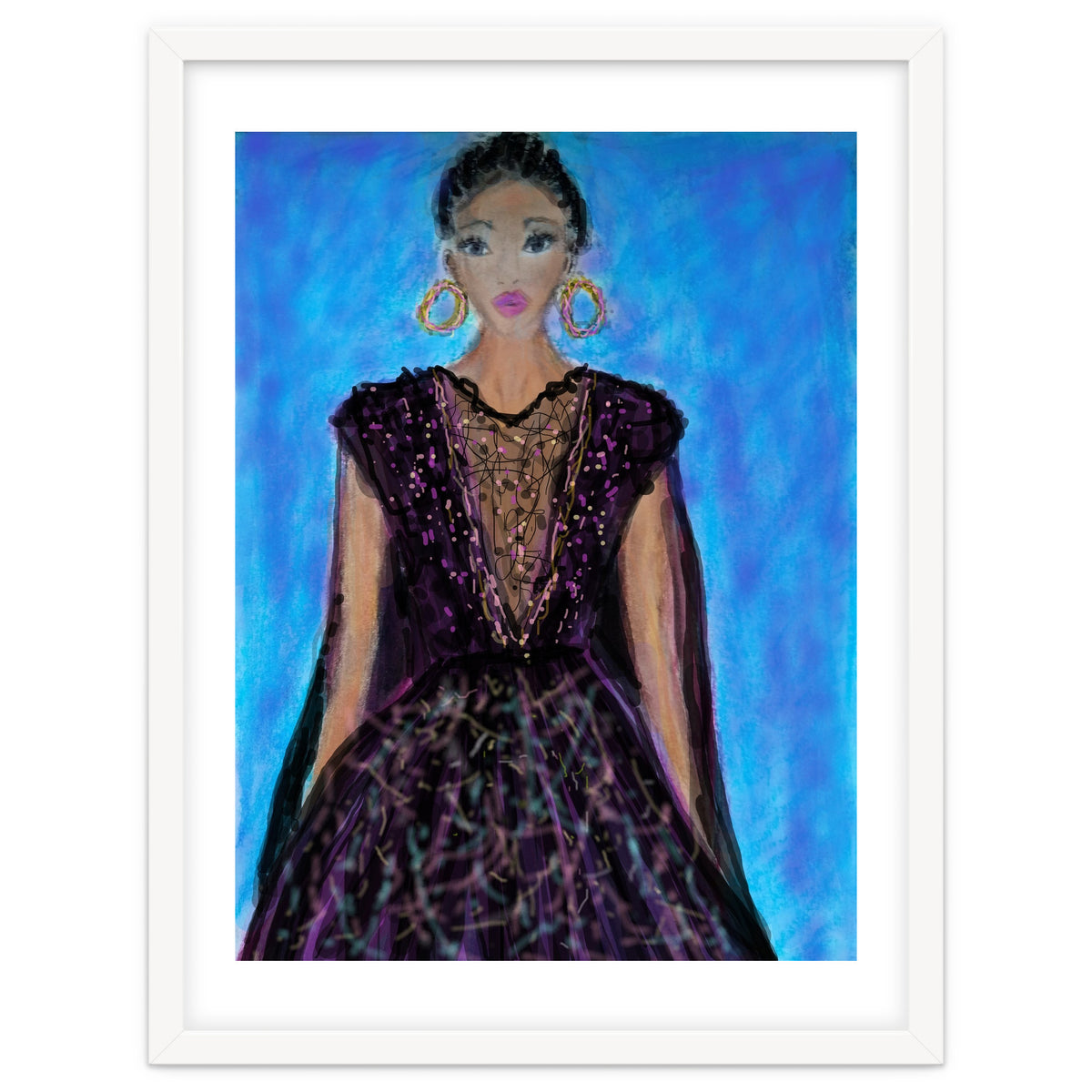 A LADY  WEARING A MAGICAL GOWN