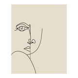 Looking Back : Moon Eyes, Abstract Face Line Art, Minimal Drawing Sketch People Scandinavian Neutral (Print Only) thumbnail