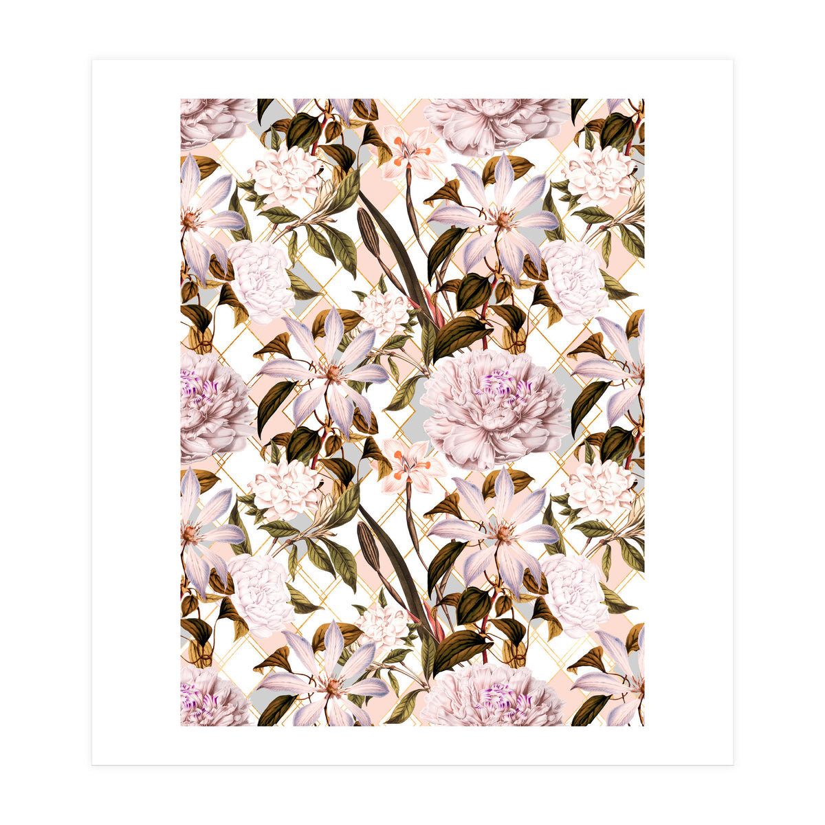 Pink flowering in geometric (Print Only)
