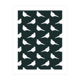 White Bird Pattern On Black (Print Only) thumbnail