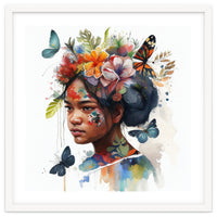 Watercolor Floral Indonesian Native Woman #2