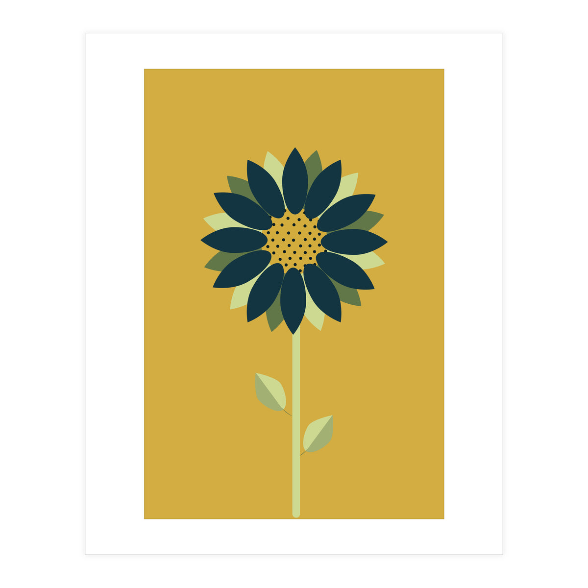Scandinavian Folk Minimalist Flower Yellow Mustard (Print Only)