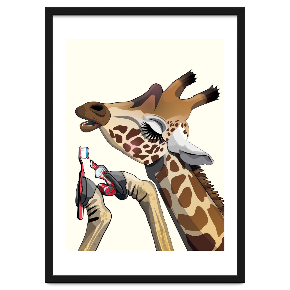 Giraffe Brushing Teeth, Funny Bathroom Humour