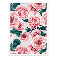 Pattern pink vintage peonies