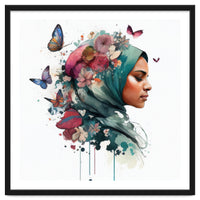 Watercolor Floral Muslim Woman #4