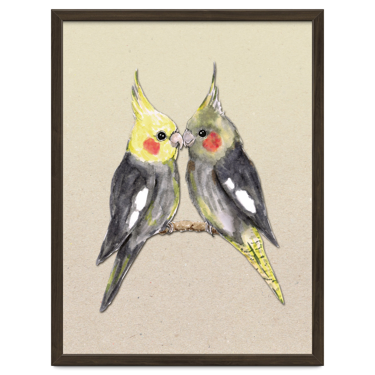 Two cute cockatiels
