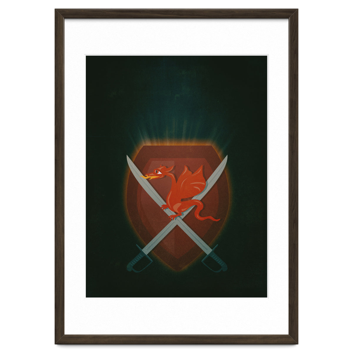 Heraldic dragon and cutlasses