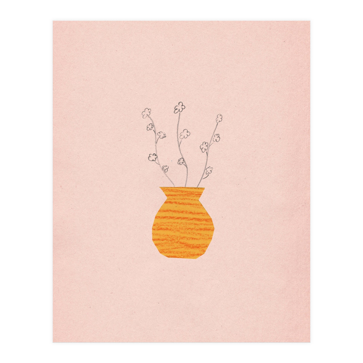 Pink and orange botanical art (Print Only)