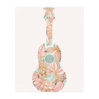 Aqua and Pink Floral Ukulele (Print Only)