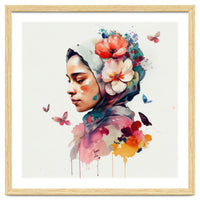 Watercolor Floral Muslim Woman #3