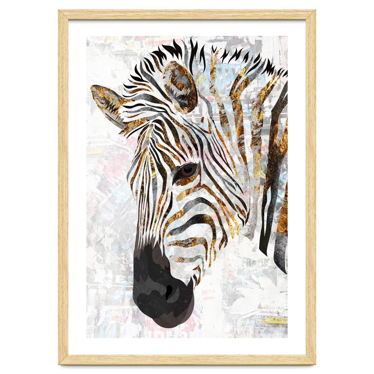 Grungy Zebra Gold and White