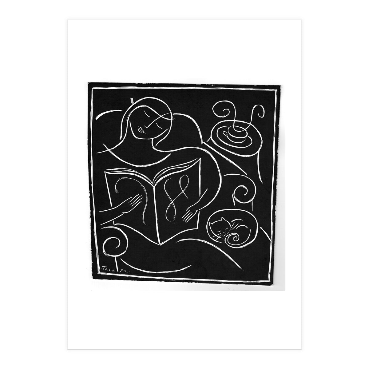 Reading With Cat (Print Only)