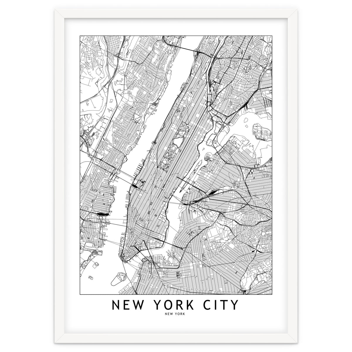 New York City White Map